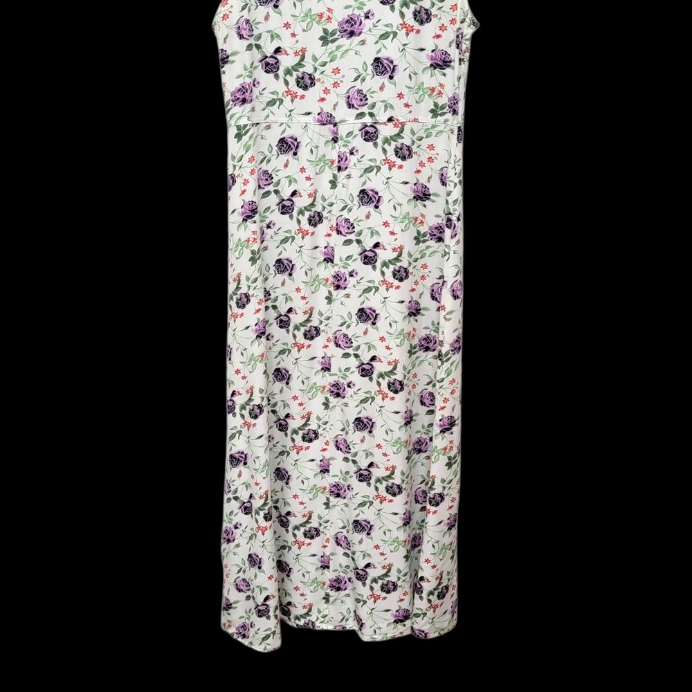 Vtg 90s Original Island Sport White Purple Floral Print Button Up Maxi Dress 10 - Picture 6 of 10